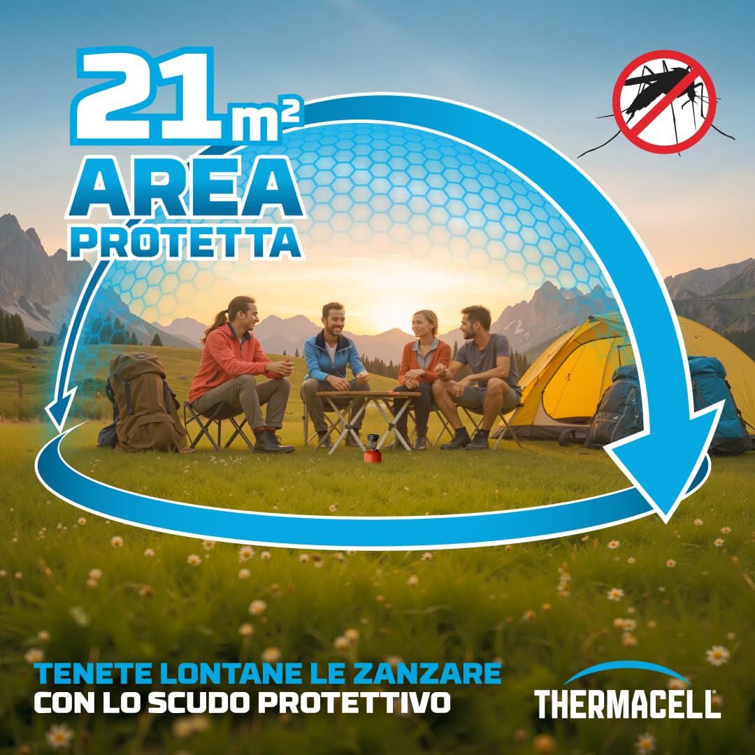 Thermacell Backpacker Repellente Antizanzare, Senza DEET, 12 Ore | Copre fino a 21 m² con bombolette di gas. Compatto, ideale per trekking, campeggio ed escursioni. Contro le zanzare.