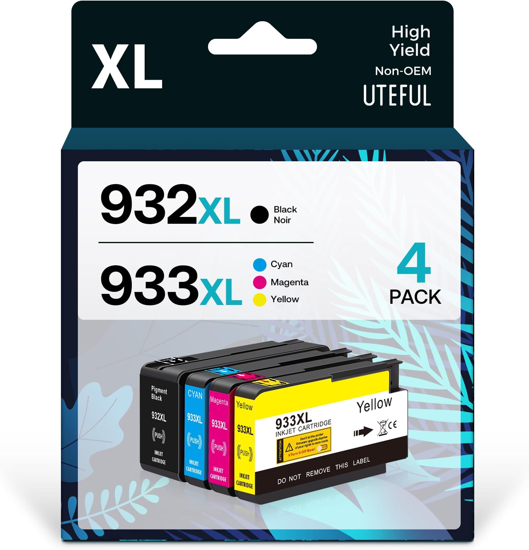 932XL 933XL Compatible Ink Cartridge Replacement for HP 932XL 933XL 932 933 Ink Cartridges Use with HP Officejet 6100 7110 7610 6600 6700 7612 Printer (Black Cyan Magenta Yellow, 4 Packs)
