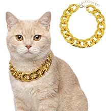 Gold Cat Chain Collar Adjustable Dog Chain Cuban Link Dog Collar