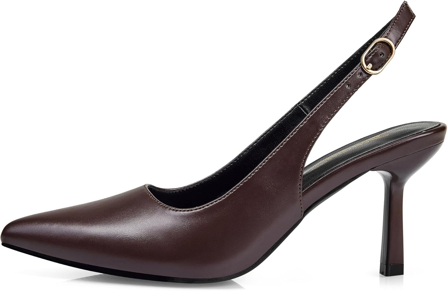 GENSHUO Kitten Heel Slingback Pumps, Women's Closed Pointed Toe 3 Inch High Shoes with Buckle Strap, Dressy for Work Office Wedding Party Occasions