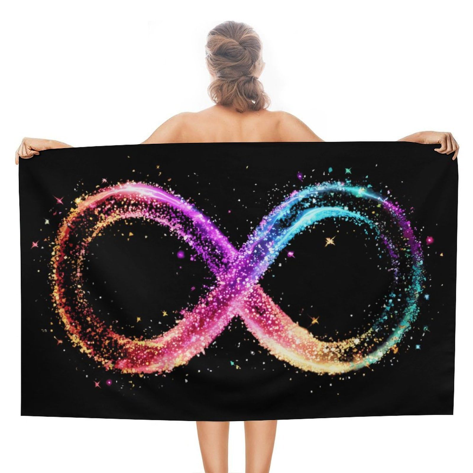 CGSBNGHA Infinity Symbol Autism Awareness Glitter Beach Towels Soft Bathroom Bath Pool Swim Towels for Women Men