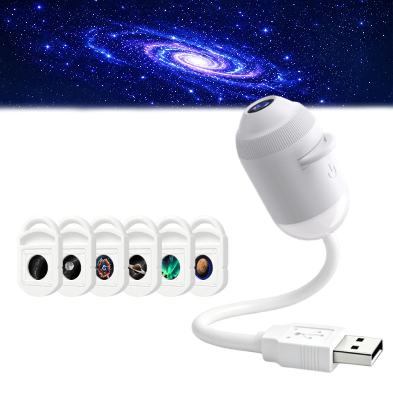 Icettry Projector, HD Smart Dynamic 5D Holographic Night Light Projector, Plug and Play HD Star Projector, 2-in-1 Galaxy Star and Ocean Projector, 360 Rotating, USB Powered (6 Films)