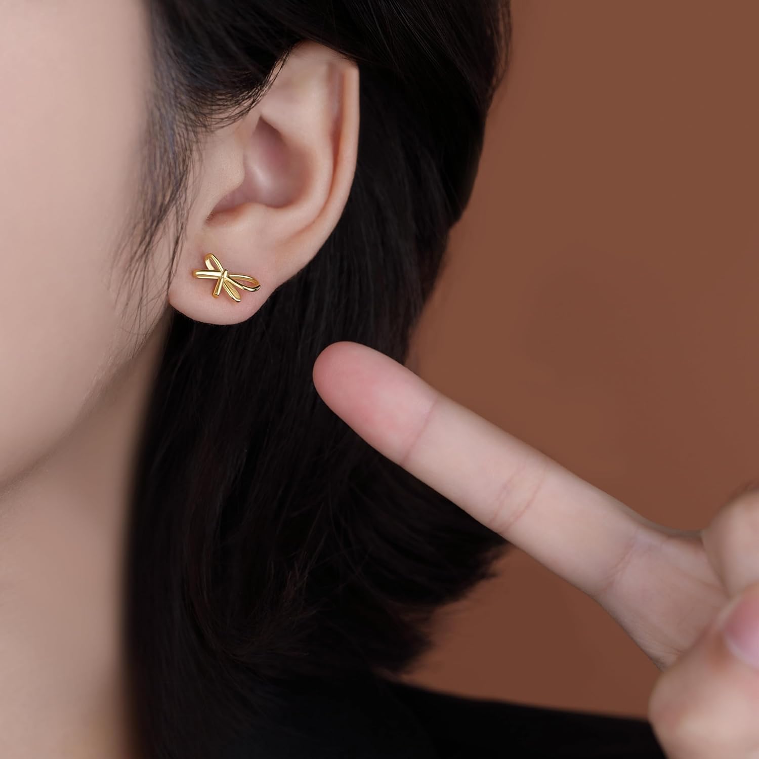 Reffeer Solid 925 Sterling Silver Bow Stud Earrings for Women Teen Girls Small Ribbon Stud Earrings Bowknot - Image 3