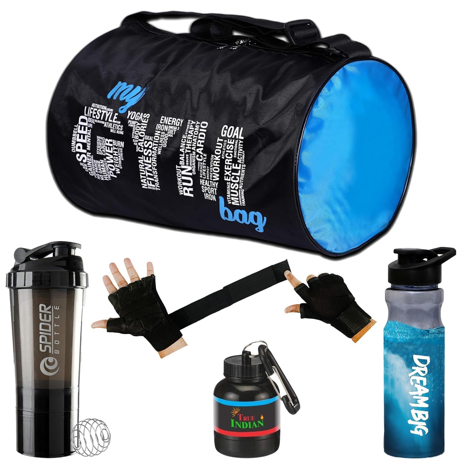 fit focus GymBag Combo for Men Gym-Bag with Shoe Compartment and, Shaker Bottle Gym Gloves Whey Container Gym kit for Men and Women l Gym-Bag & Fitness Kit & My GymBag Combo (Black)-picture-10