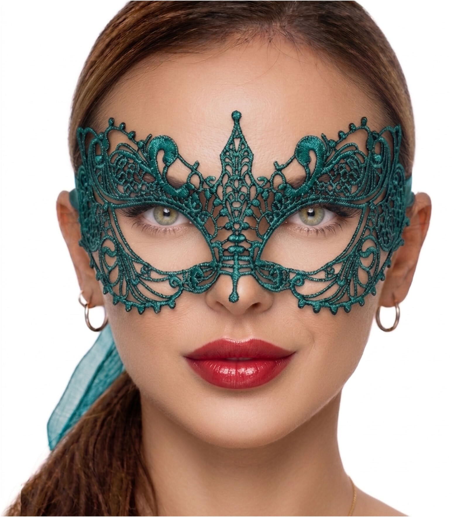 Masquerade Mask For Women Lace Masquerade Masks for Masquerade Party, Ana Teal I, One Size โ image 1