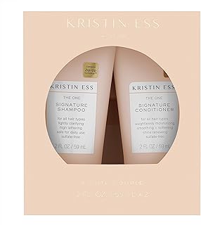 Kristin Ess Signature Travel Size Salon Shampoo + Conditioner Set for Moisture, Softness + Shine - Anti Frizz + Lightly Clarifying - Sulfate Free, Vegan + Safe for Color Treated Hair - Mini Travel Set