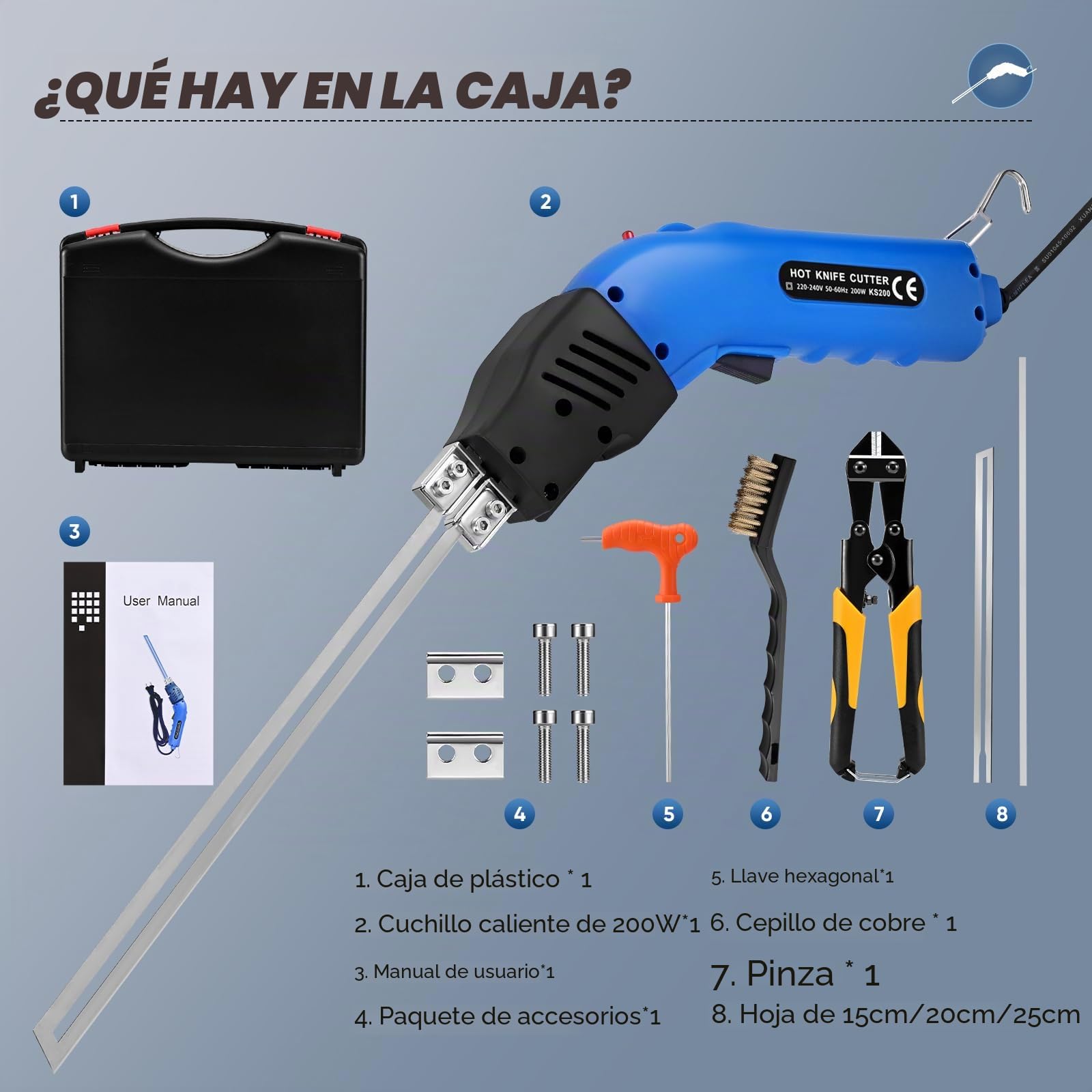 200W Refrigerado por Aire Cortador de Espuma Eléctrico Hot Knife Kit de herramientas de corte de espuma de poliestireno con pinza DIY Alambre caliente con Bendable 24H de Trabajo