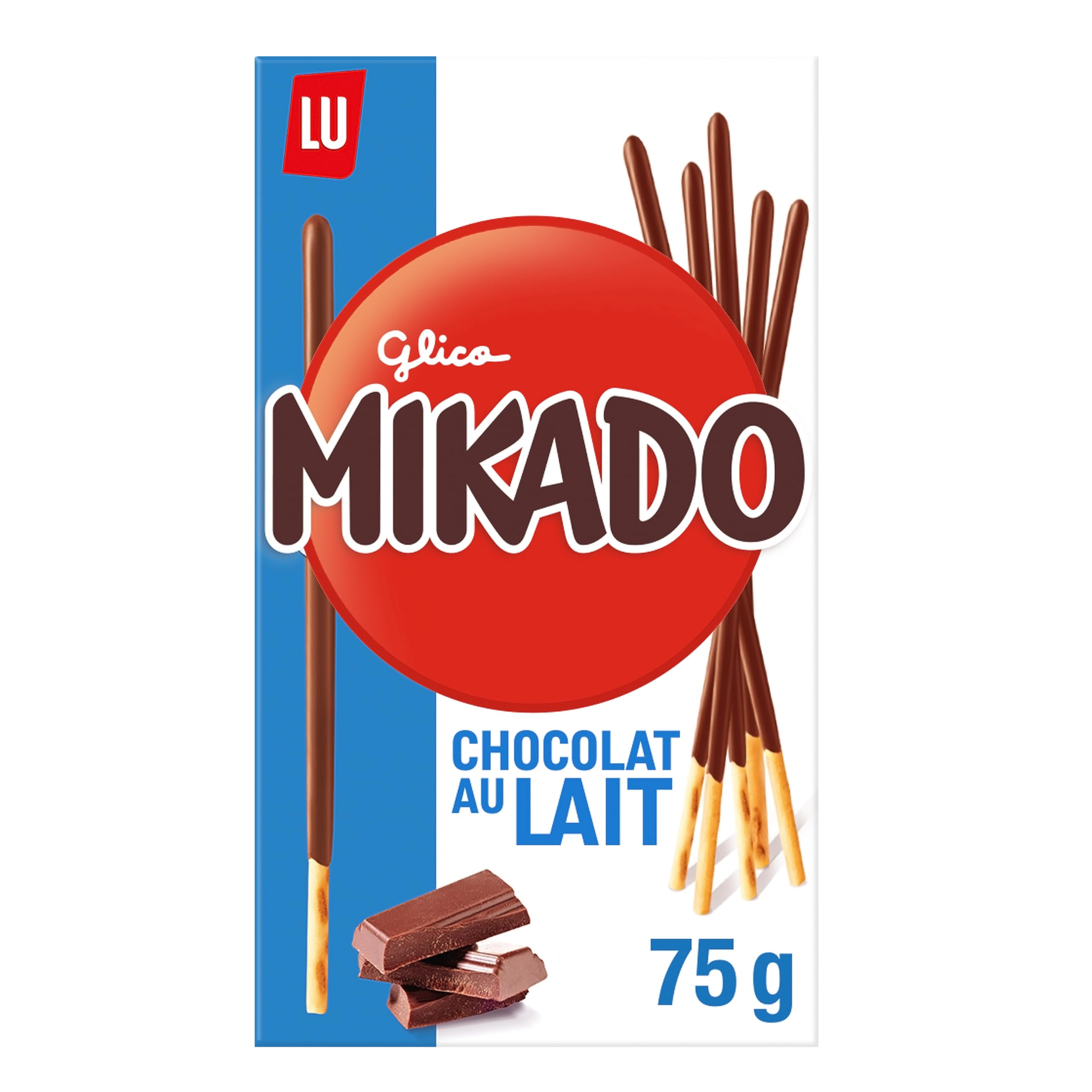 Mikado LU, Palitos de Galleta Crujientes, Cubiertos de Chocolate con Leche, 75 g