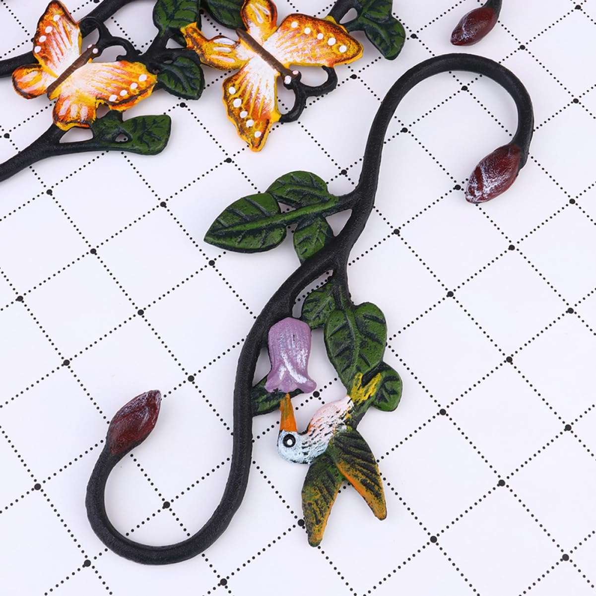 Cast Iron Painted Hummingbird Hook Outdoor Hooks for Plant Stand for Hanging Flowers Plant Hangers Outdoor