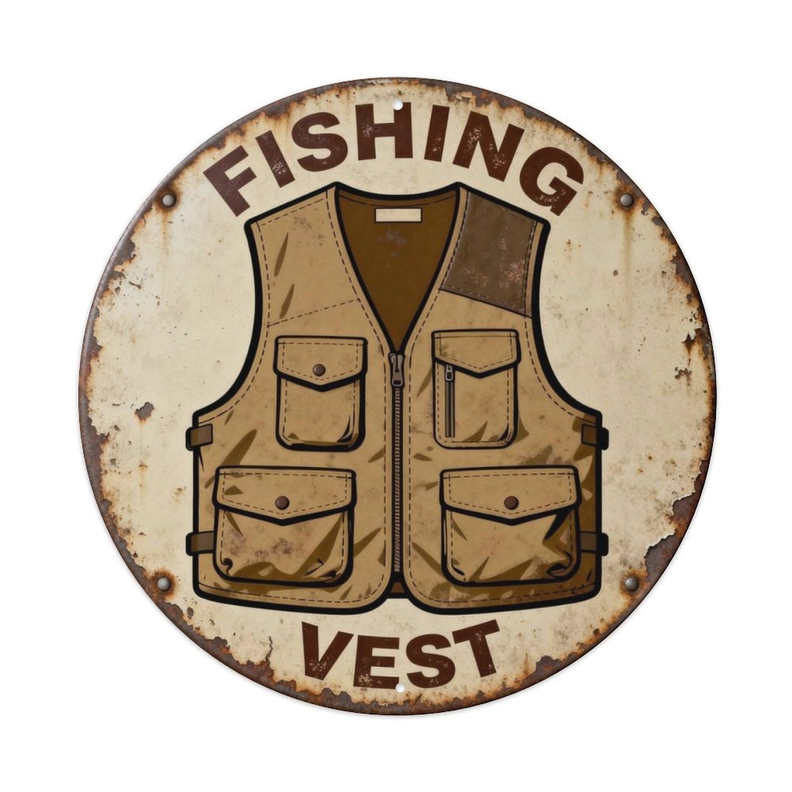 Fishing Vest Metal Tin Sign Plaque