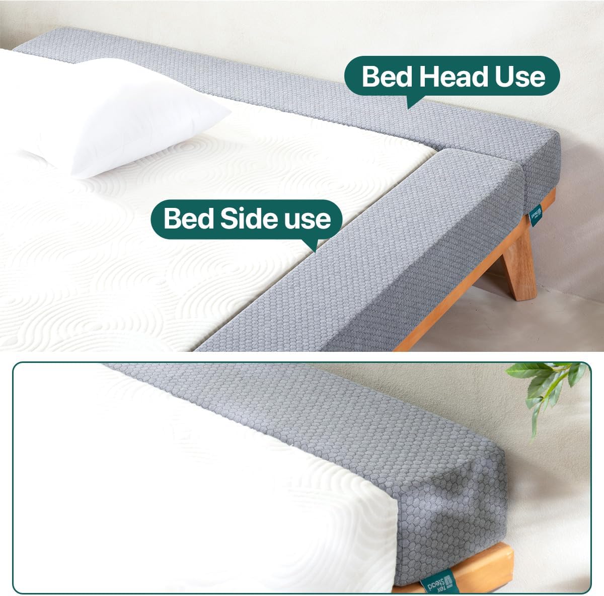 Bed Gap Filler for Headboard & Wall, Mattress Extender Pillow with Removable Cover & Memory Foam, Fills Gaps Between Mattress and Headboard, Stops Items Falling (White, King Size)