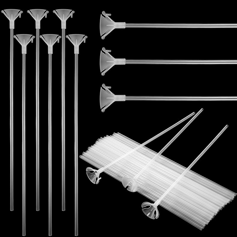 50pcs balloon stick,12.6 In Balloon Sticks with Cups,Stick for Balloons, for Birthday Parties, Easter, Any Holiday, Wedding, Anniversary Decoration, Transparent Colors