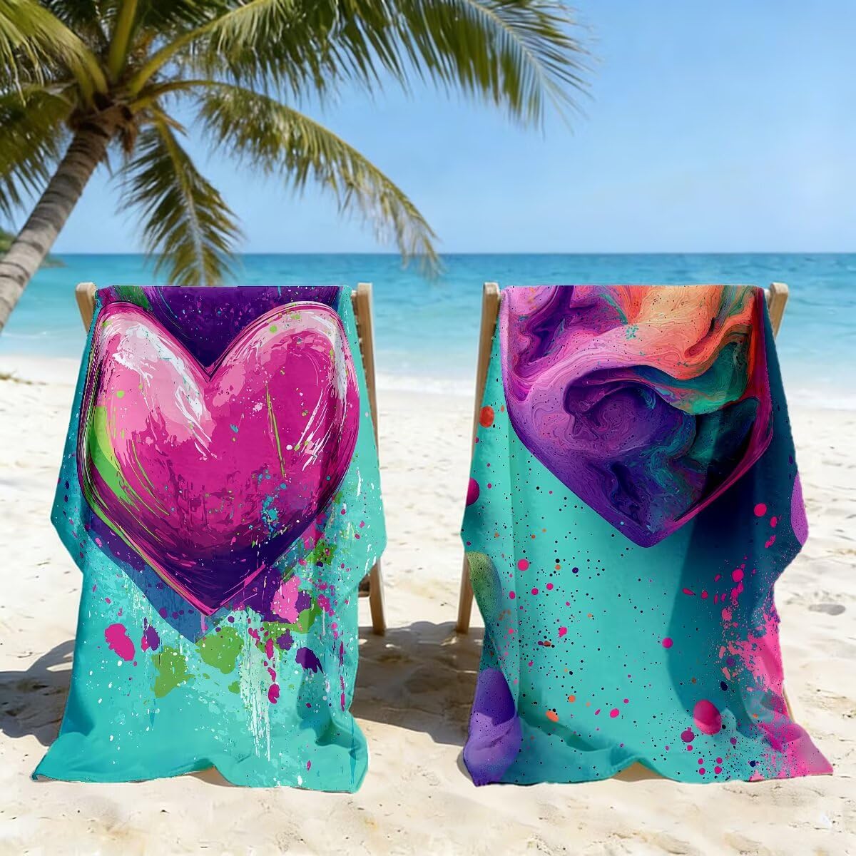 Ręcznik plażowy XXL, 90 x 180 cm, zestaw 2 sztuk, z mikrofibry, szybkoschnący, do sauny, fitness, bez piasku, ręcznik plażowy, do sauny, duży ręcznik kąpielowy, prezent dla kobiet -4577