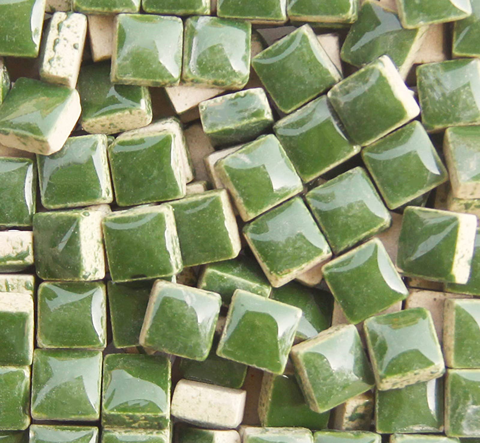 PINUO&KE 200 Pieces / 200g Dark Green Square Ceramic Mosaic Tiles for Home Decoration, DIY Crafts, Mosaic Tile Projects