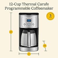 Vista 9 de Cuisinart - Cafetera programable de 12 tazas con jarra térmica DCC-3400P1, acero inoxidable