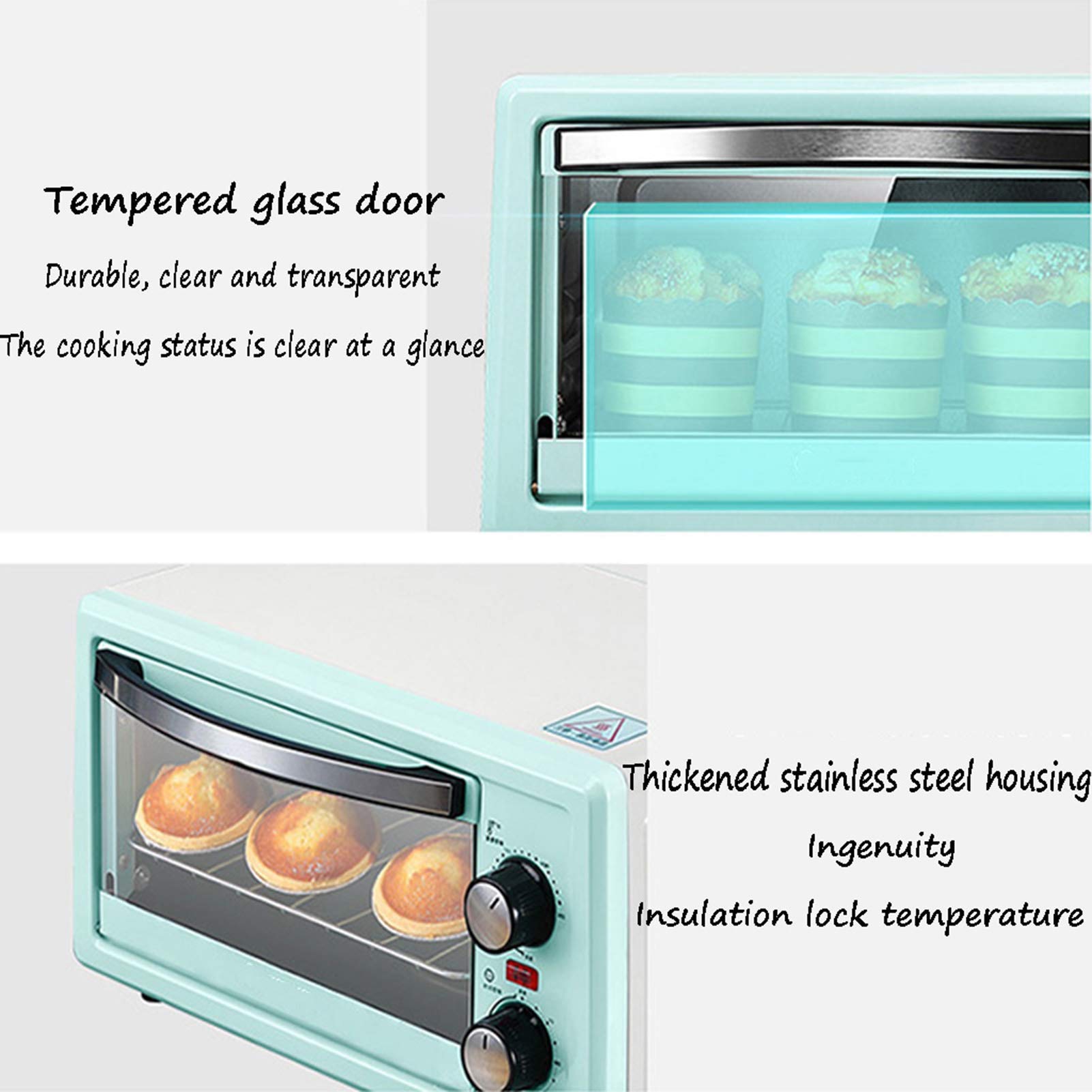 Wielofunkcyjny minipiekarnik elektryczny, Retro wypiek chleba Piekarnik elektryczny? Inteligentna powłoka ze stali nierdzewnej Kuchenka mikrofalowa Przydatna
