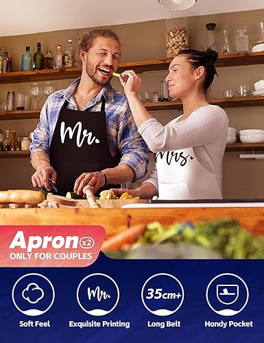 Miniatura 3 de Regalos de boda para parejas 2025 despedida de soltera y regalos de compromiso – His & Hers Mr & Mrs acero inoxidable aislado 20oz vaso y delantal