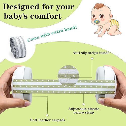 Miniatura 4 de Protección auditiva para bebés, auriculares con cancelación de ruido para bebés de 0 a 36 meses, contra daños auditivos y mejora el sueño, 2 bandas