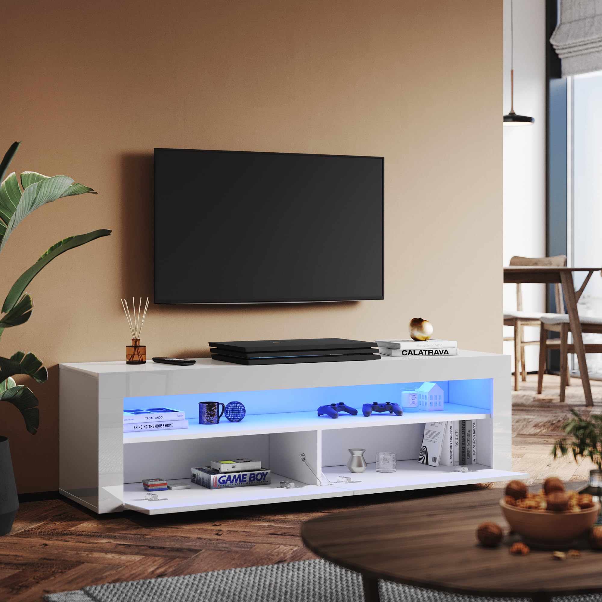 SECOLI TV Schrank LED 120 Cm TV-Bank TV Lowboard Mi Produktbild-Vorschau 3
