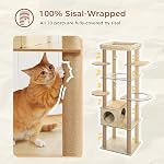 PAWZ Road Tall Cat Tree 70.9", Wood Cat Tower with Acrylic Cat Nests, Multi-Level Cat Activity Trees with Scratching Posts, Condo House and Large Top Perch for Large Cats, Beige