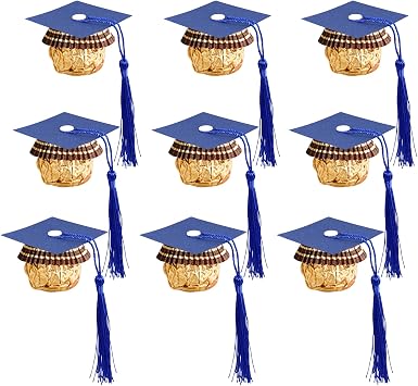 50Pcs Blue Graduation Cap Chocolate Decorations, 2026 Graduation Decor