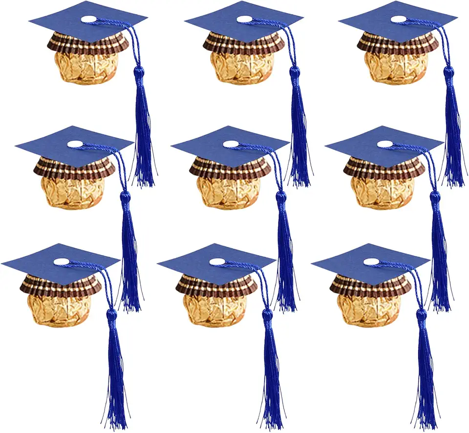 POUYRBA POUYRBA Graduation Cap Chocolate Decorations, 50pcs Black and Dark Blue 2026 Graduation Party Set for Chocolates Candies