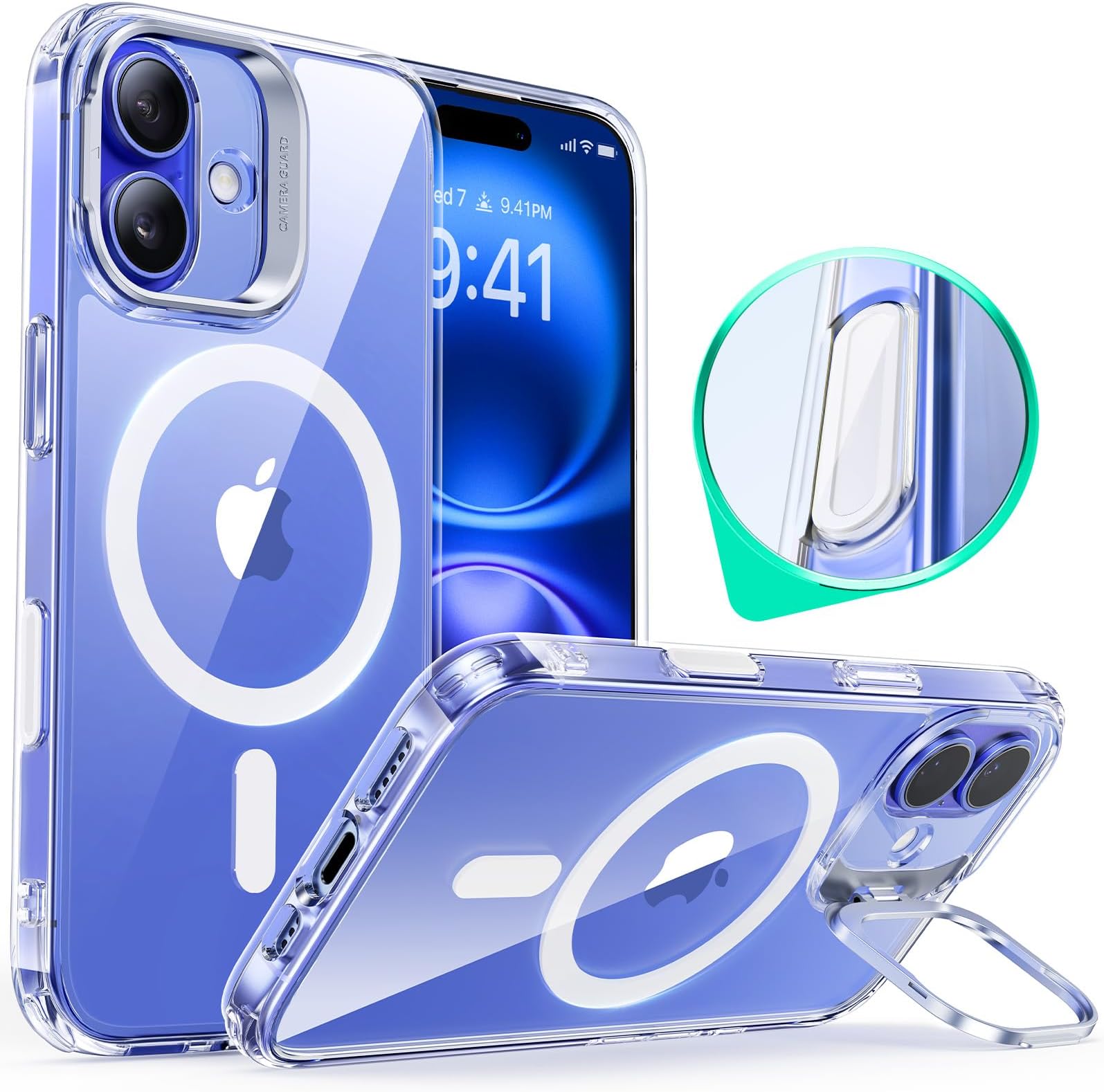 ESR iPhone 16 Plus Case, MagSafe Compatible Camera Control, Hidden Stand, Multiple Angle Adjustment, iPhone 16 Plus Case, Wireless Charging Compatible, 3x US Military MIL Stand, Shock Resistant,