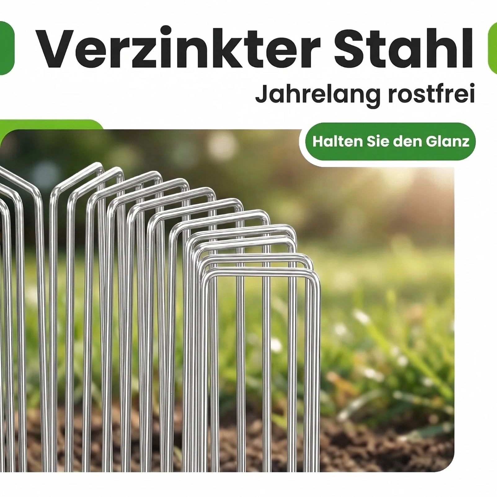 Amagabeli Anti-Rost Erdanker Aus Gehärtetem Stahl Gartenheftklammern Bodenanker für Unkrautvlies Gartenvlies Zaun (500 Stück X 150mm)
