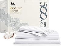 Vista 42 de Mayfair Linen - Juego de sábanas 100% algodón, tamaño Queen, 500 hilos, 4 piezas (azul claro), suave, refrescante, sábana de algodón satinado