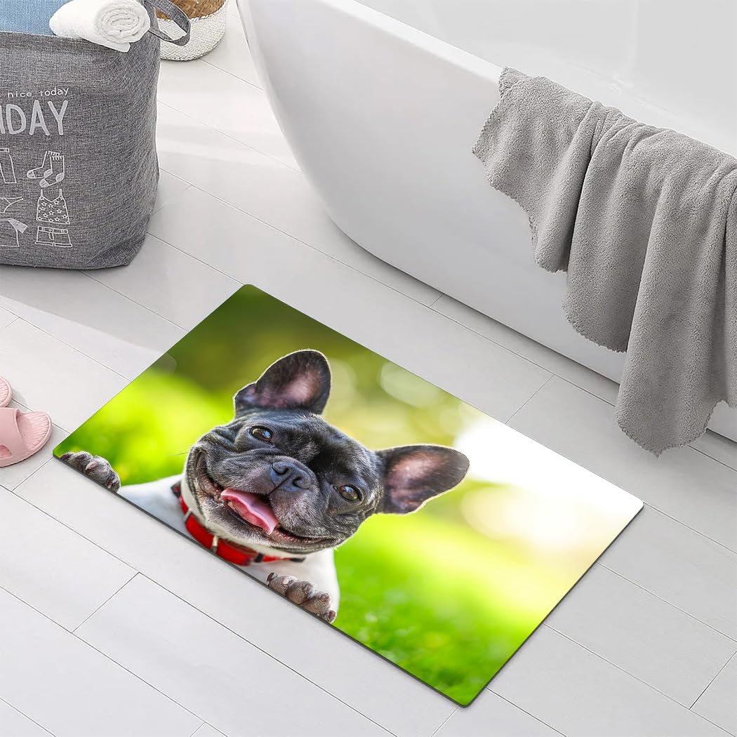 Dog in Blanket Printed Bathroom Rug Non - Slip Washable Rubber - Backed Bath Mat 16"x24"