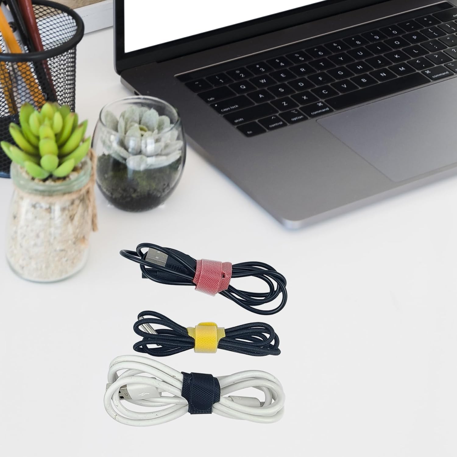200 PCS 8-Inch Multi-Color Reusable Cable Ties, Adjustable Cord Ties with Hook and Loop for Cable Management (200, 8-Inch)
