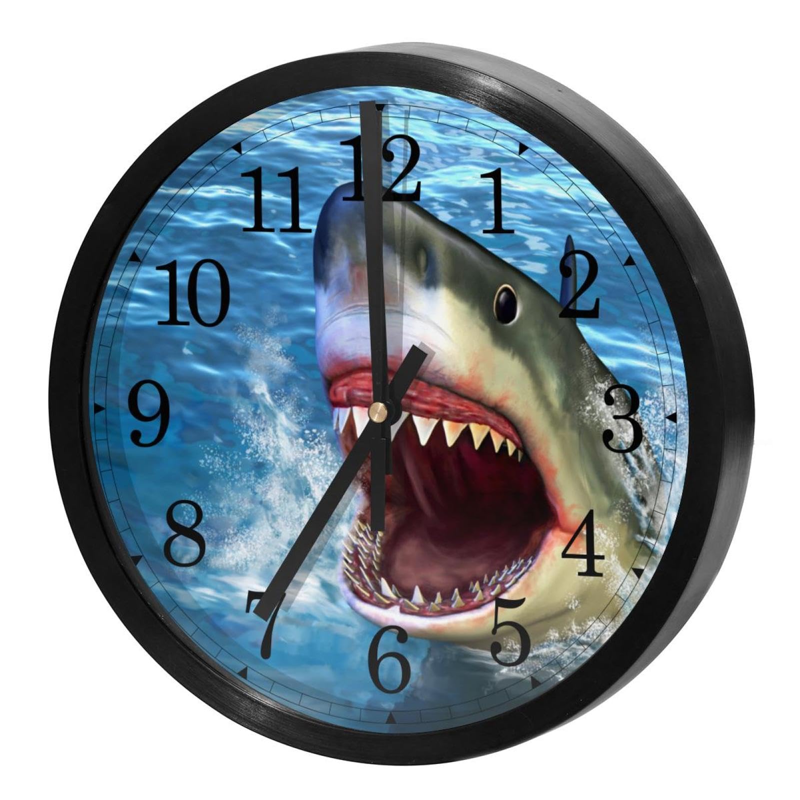 Horloge murale silencieuse requins ronde à quartz pour enfants