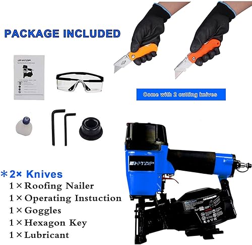 Vista 20 de BHTOP CN45N - Clavadora para techos, pistola de clavos para techos de 15 grados, clavos de bobina de 3/4 a 1-3/4 pulgadas, 120 piezas de capacidad