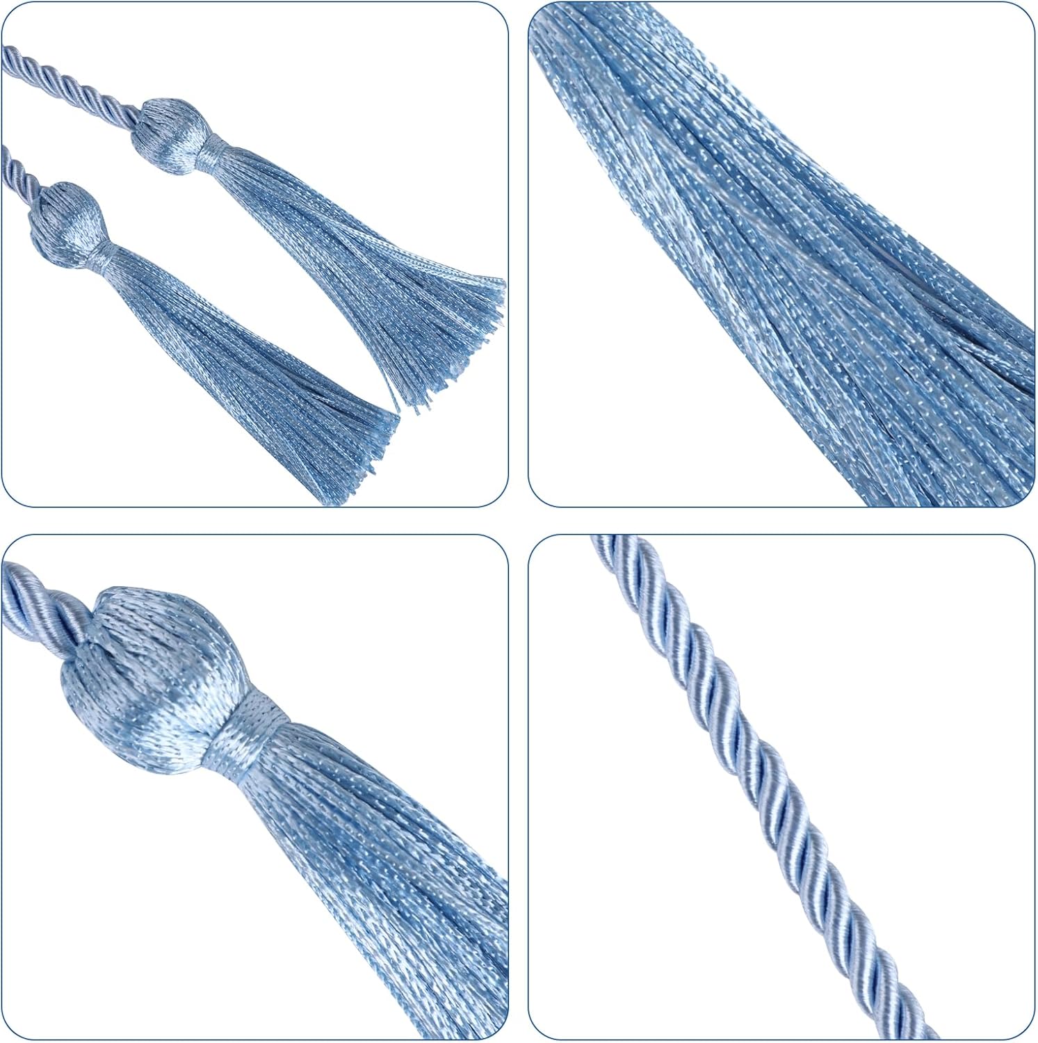 FOIMAS 6pcs Graduation Honor Cord,Blue Graduation Yarn Honor Tassel Cords for Graduation Students Grad Day
