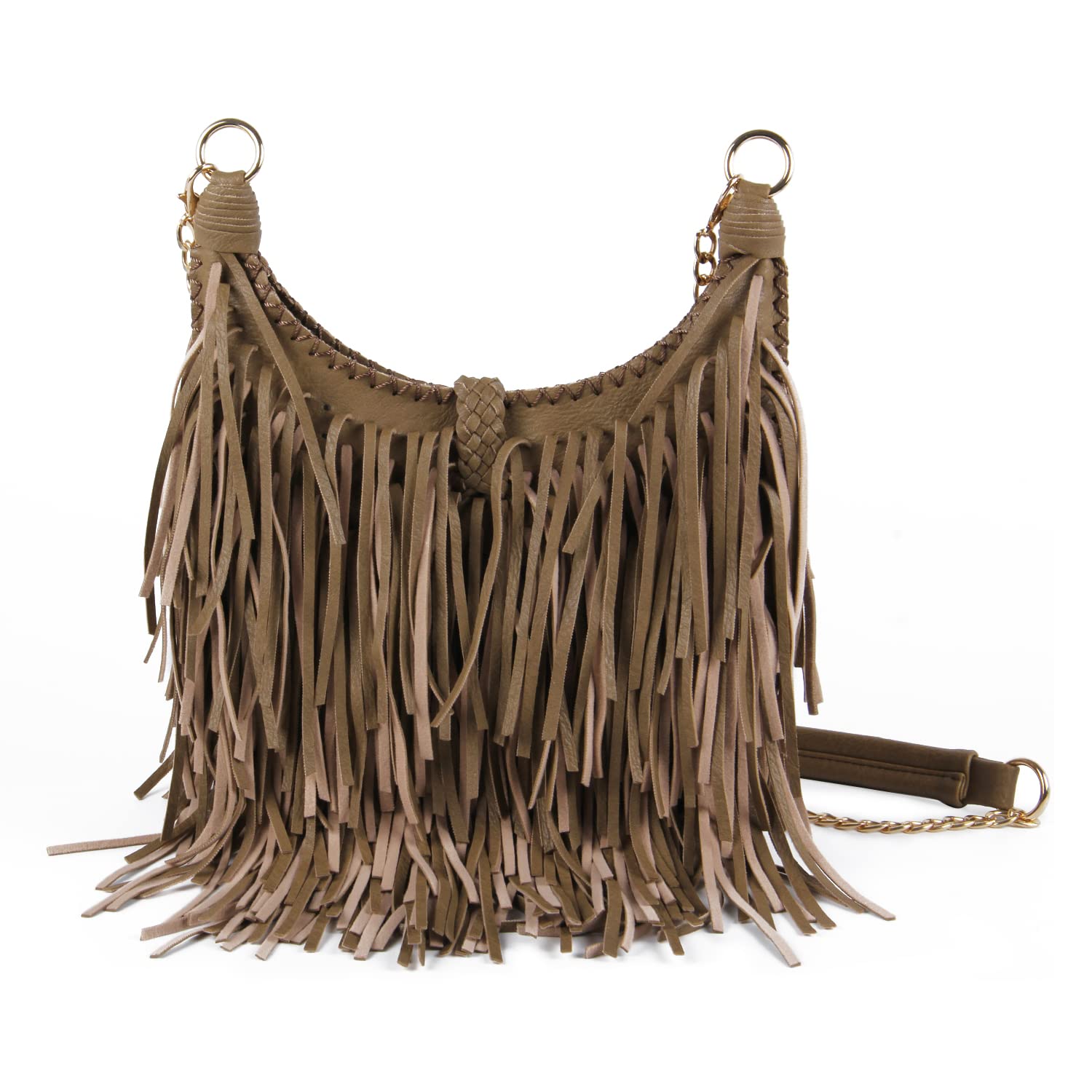 Borse a spalla hobo a tracolla in nappa con frange in pelle scamosciata sintetica da donna