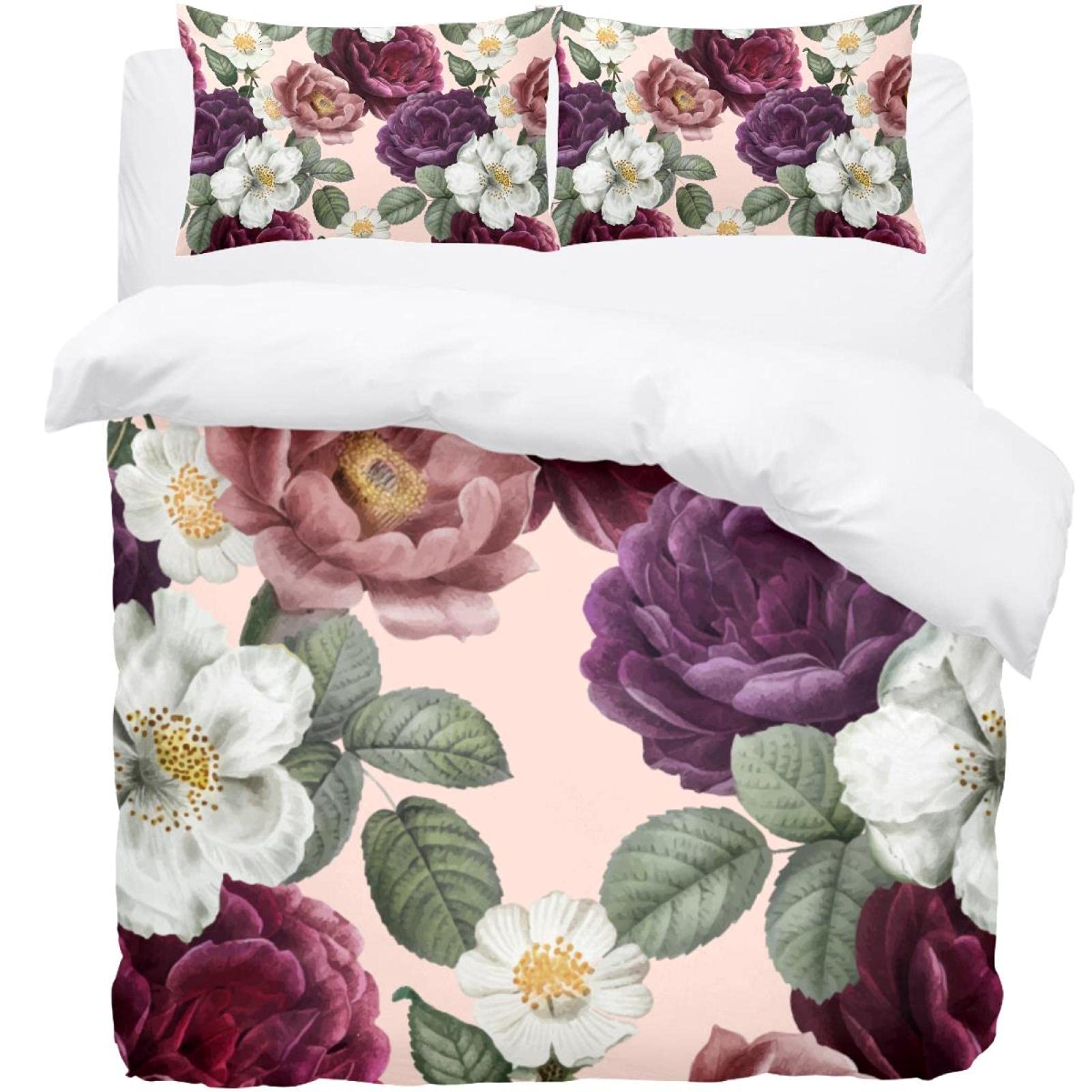 Housse de couette et 2 taies d'oreiller grand confort Collection Supersoft Floral Romantique