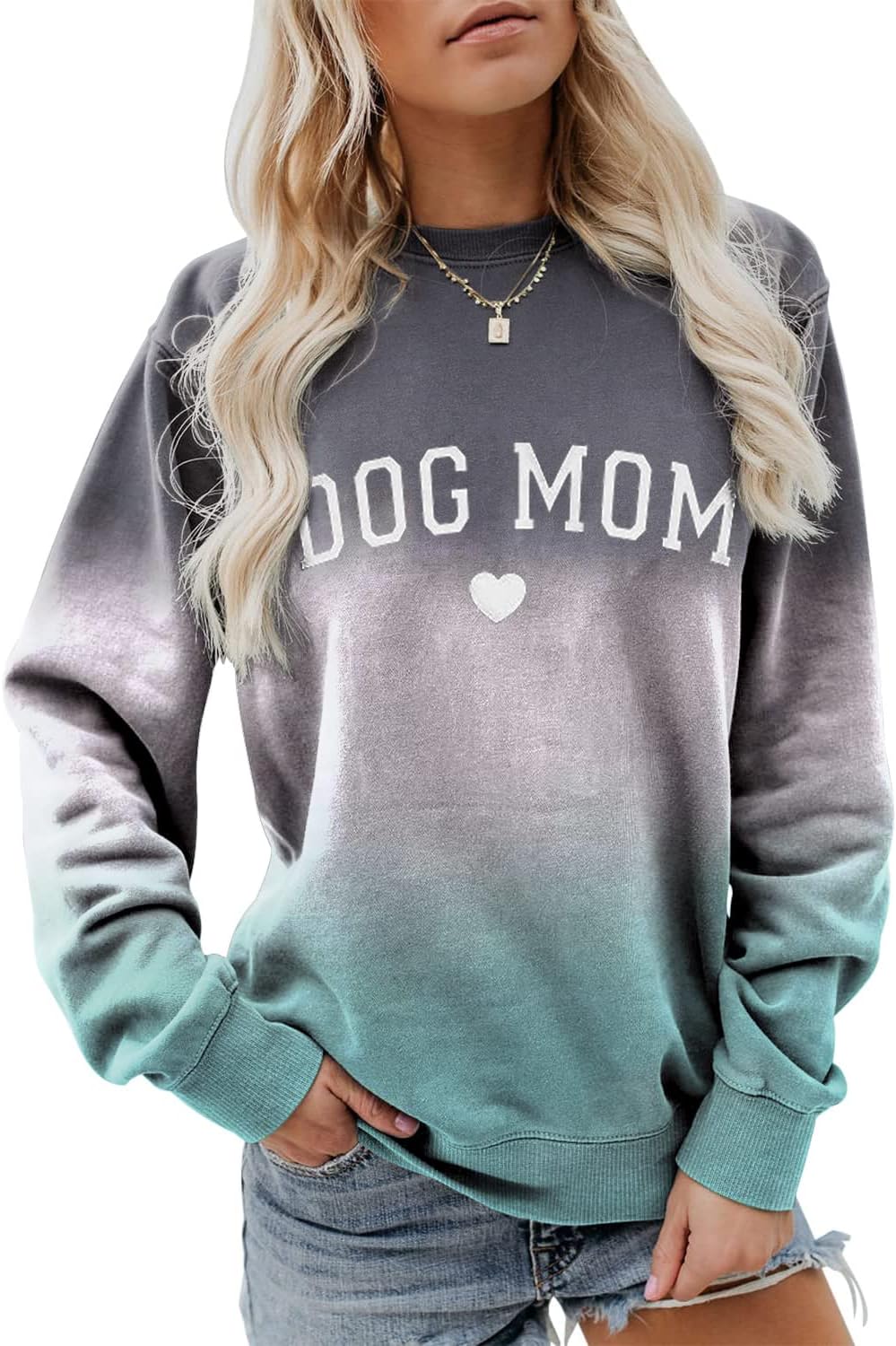AnbechSunflower Graphic Sweatshirt Women Dog Paw Print Love Funny Long Sleeve Tee Top Pullover