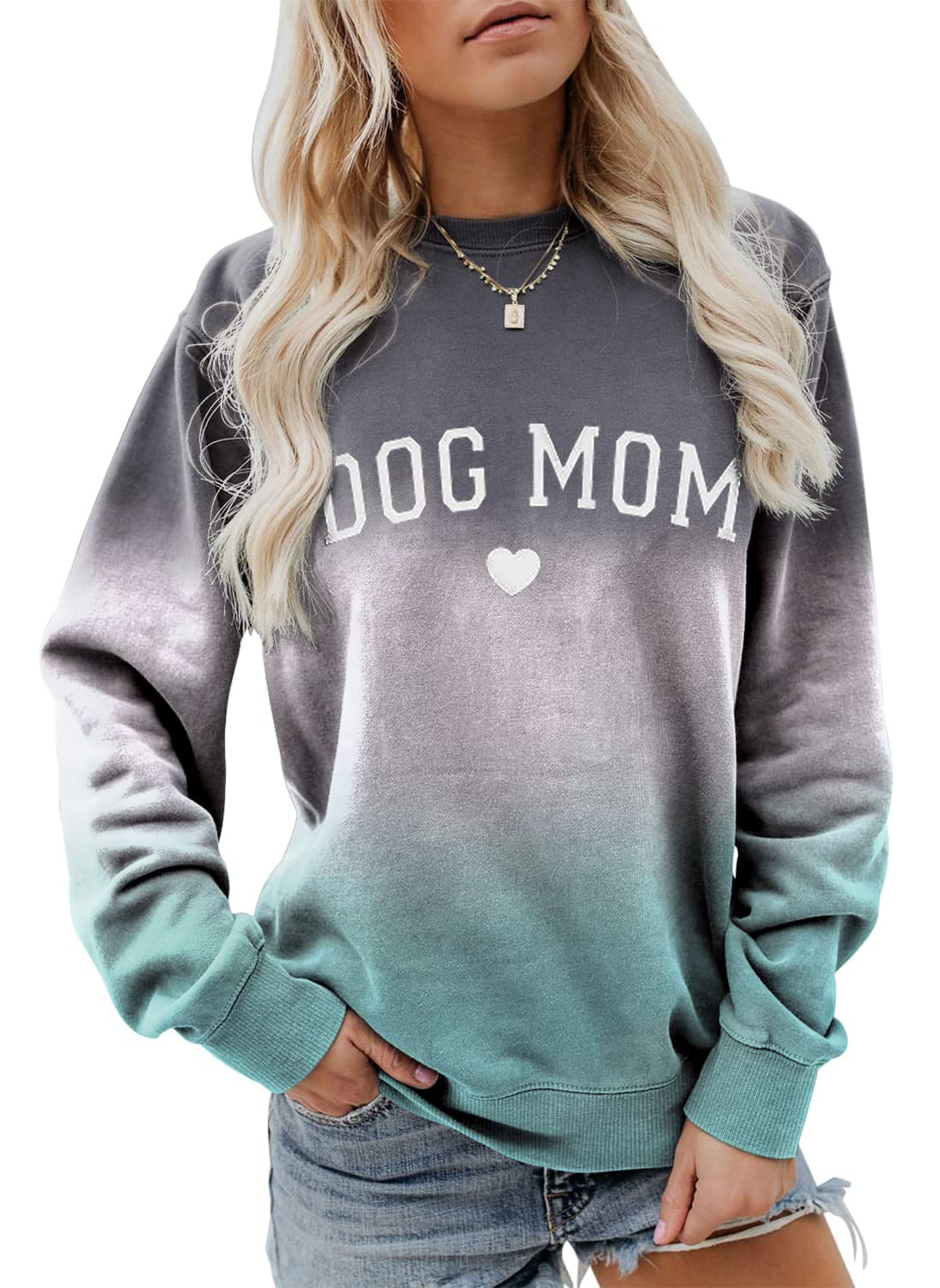 AnbechSunflower Graphic Sweatshirt Women Dog Paw Print Love Funny Long Sleeve Tee Top Pullover