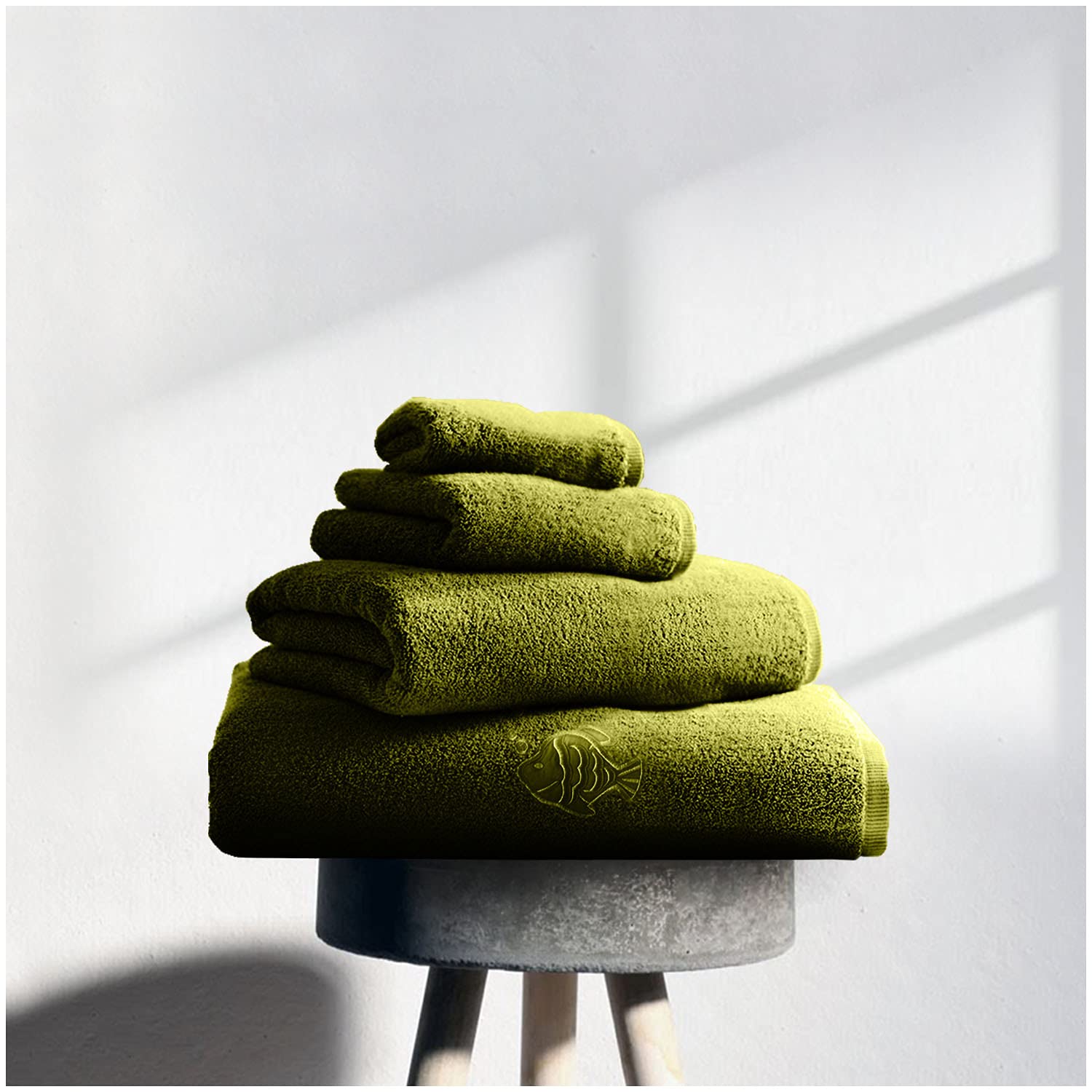 GC GAVENO CAVAILIA 500 GSM Large Bath Sheets, Embroidered Towels For Bathroom, 3PK Egyptian Cotton Towel Set Lime, 80X140 Cm