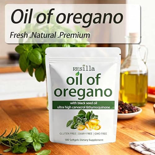 Miniatura 3 de RESILLA Aceite de cápsulas blandas de orégano, 180 unidades  2 en 1 formulado con aceite de semilla negra, carvacrol de fuerza 4 veces y timoquinona