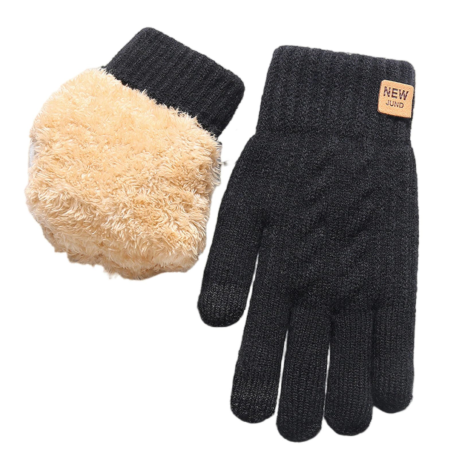Guantes de invierno de punto negro para usar el móvil en la calle