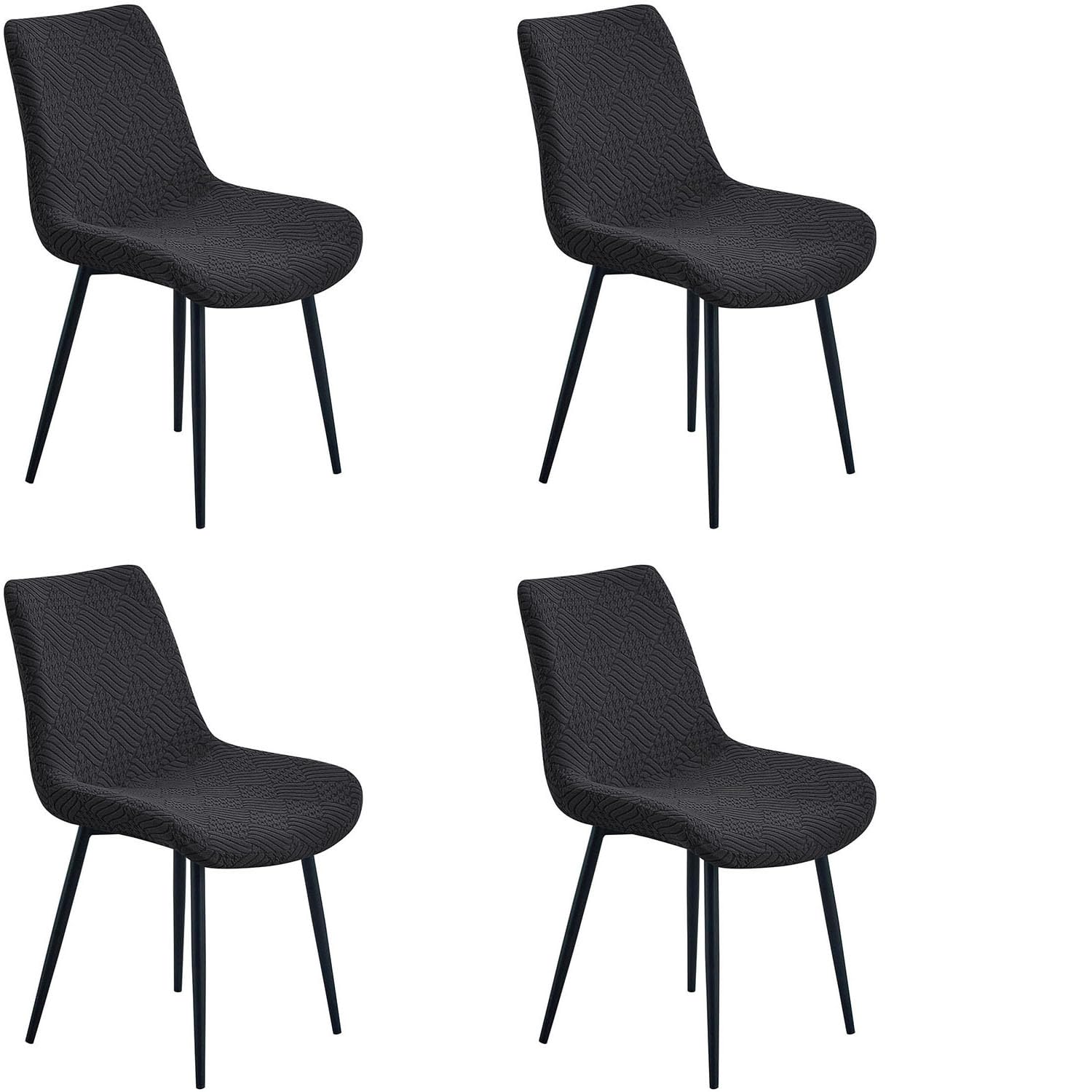 YOPOIY Shell Chair Covers Stretch Curved Back Dining Chair Slipcovers (black,4 PCS)