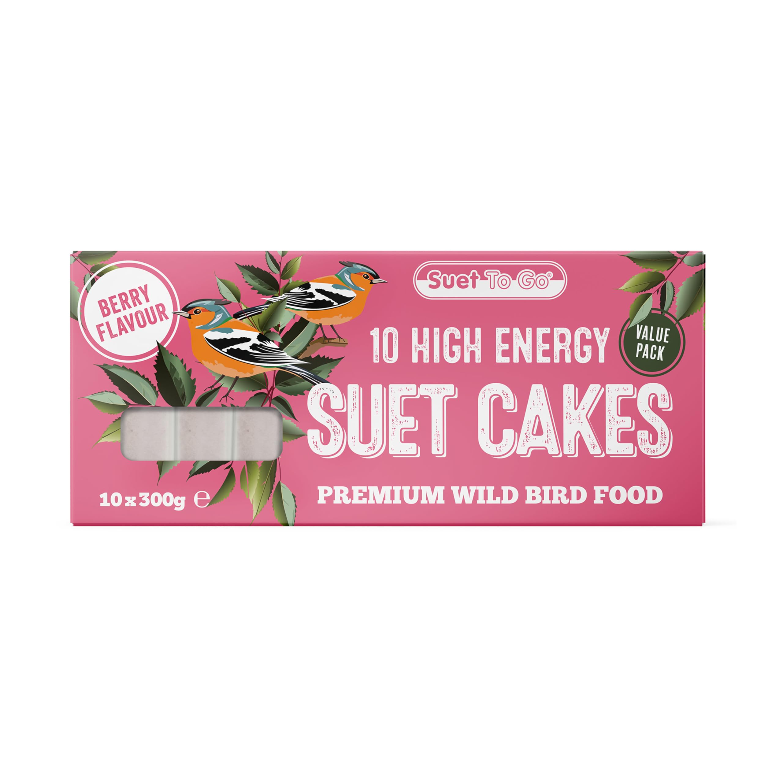 Berry Suet Block Wild Bird Treat, 10 x 300 g,Packaging may vary