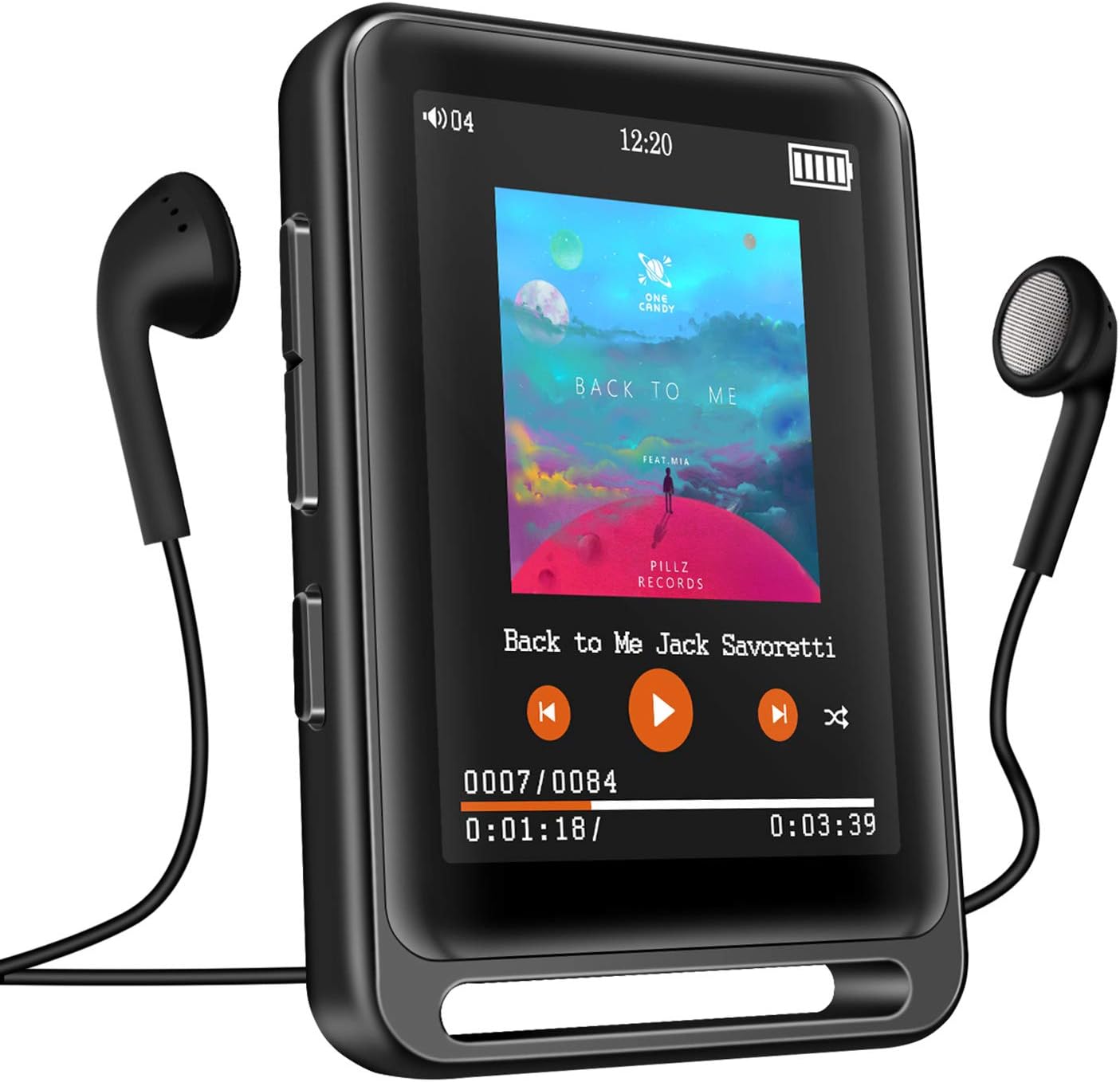 MP3 Player, Searick 16G MP3 Player with Bluetooth 4.2, 2.4" LCD Portable HiFi Lossless Sound Music MP3 Players with FM Radio/Voice Recorder, Support up to 128GB (Headphone, Armband, Lanyard Included)