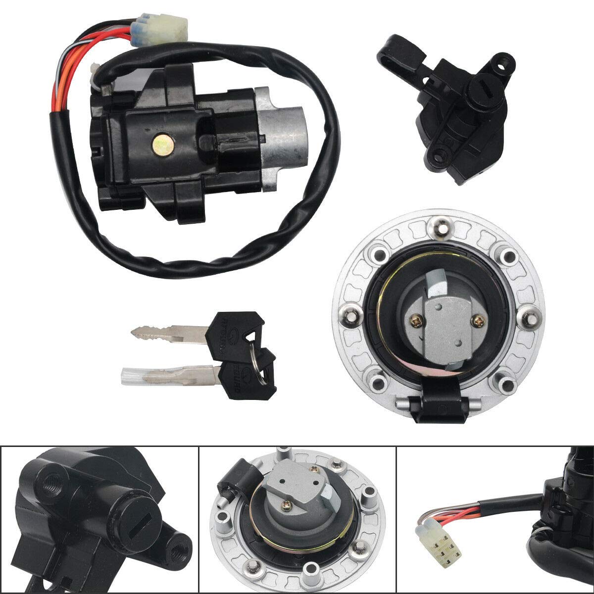 Riloer Coperchio Tappo Gas con Serratura a Chiave Set Accessori Moto Adatto per Suzuki GSF1200 Bandit 96-05, GSF600 96-99
