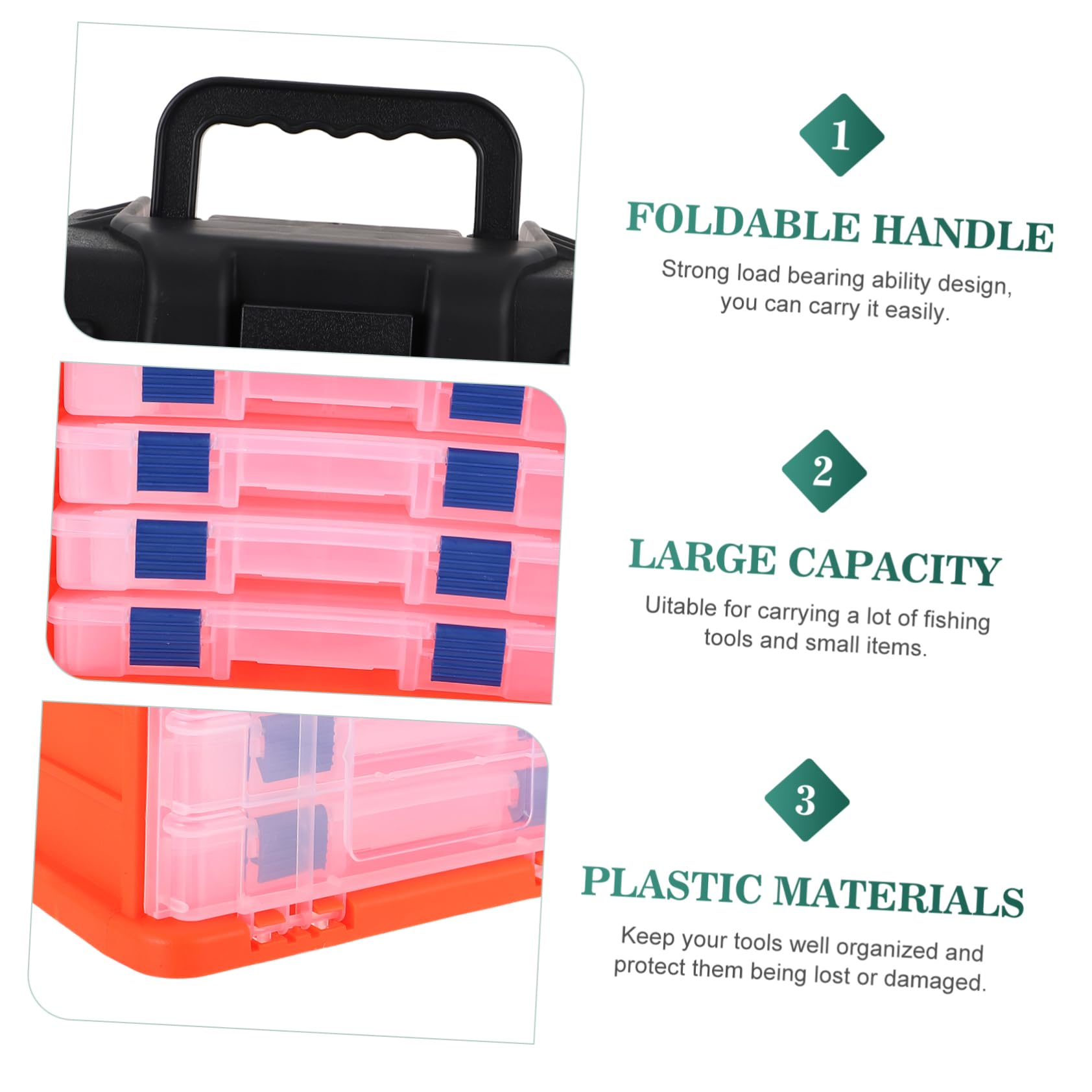 ibasenice boîte à Outils pour matériel de pêche boîtes de leurres de pêche conteneurs de pêche Stockage des équipements de pêche Boîtes de tacle de capacité Plastique Vert
