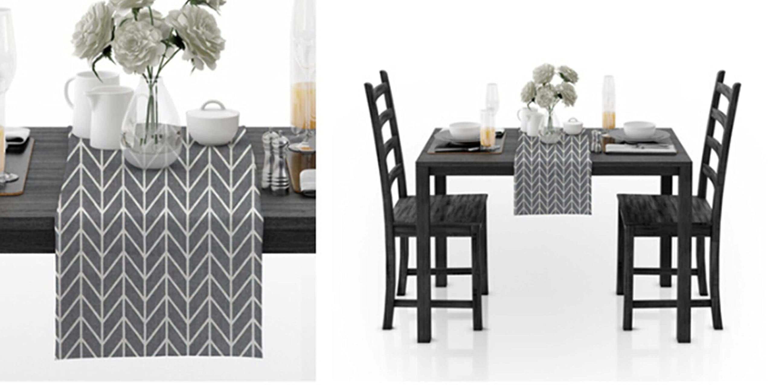 Table Runner Party, Tischläufer Hochzeit Elegant Grau 30x360CM Pfeilmuster Baumwolle Tischdeko Wohnzimmer Küche Geburtstage