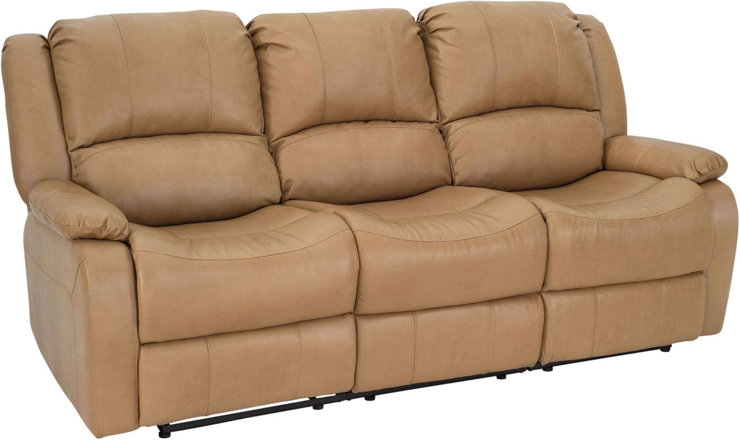RecPro RV 80" Sofa Triple Recliner & Drop-Down Console | Modular Wall Hugger | Suprima Leather (Toffee)