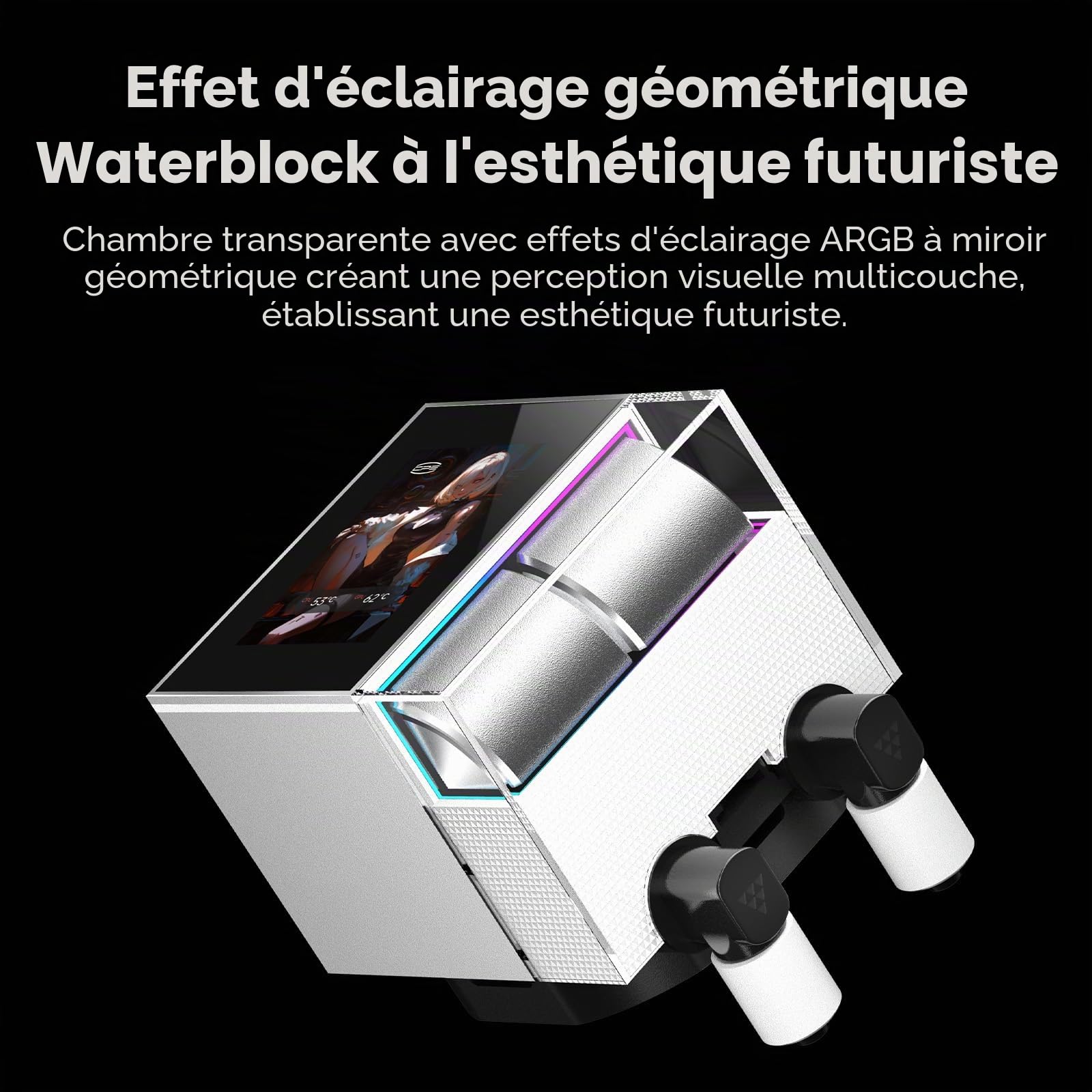 PCCOOLER AIO Refroidisseur de liquide pour processeur, écran LCD IPS 2,4", 360 mm, compatible avec AM4 AM5 Intel LGA 1700/1851/115X CPS (DS360 Display WH)