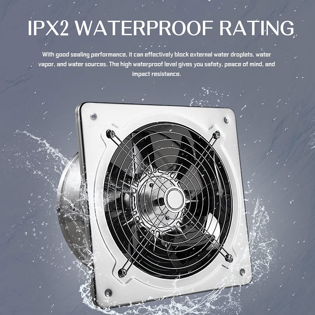 Aspiratore da 12", Aspiratore da Parete o Soffitto con Serranda Posteriore per Bagno Camera da Letto 3000m3/h